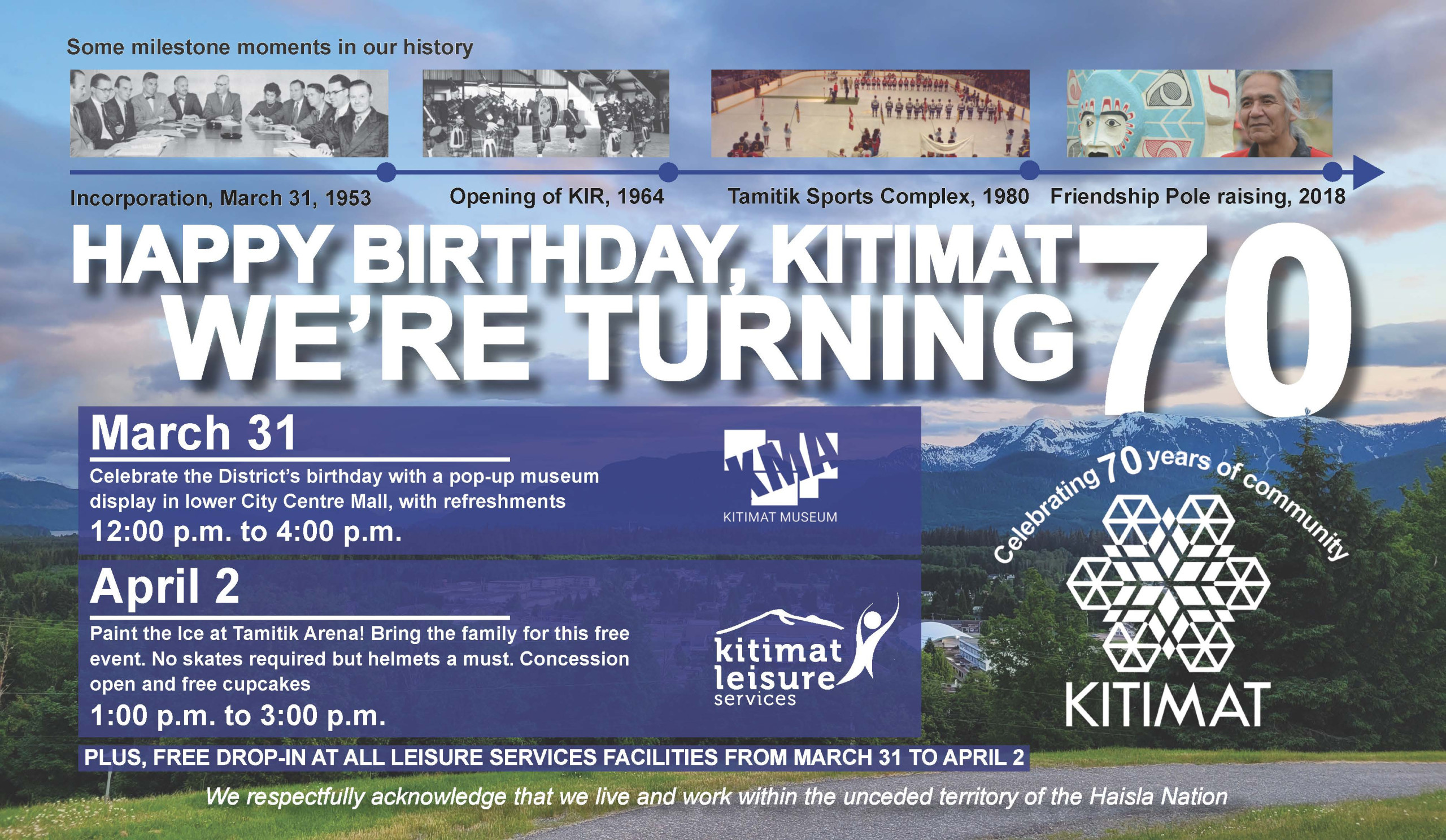poster for Kitimat's 70th Anniversary